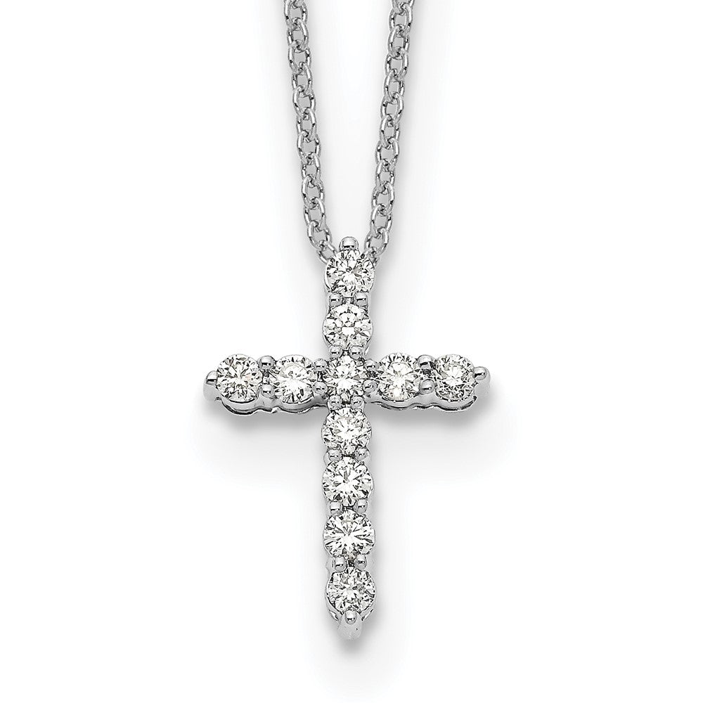 True Origin 14K White Gold 1/3 carat Lab Grown Diamond VS+ F+ Complete 18 in Cross Necklace