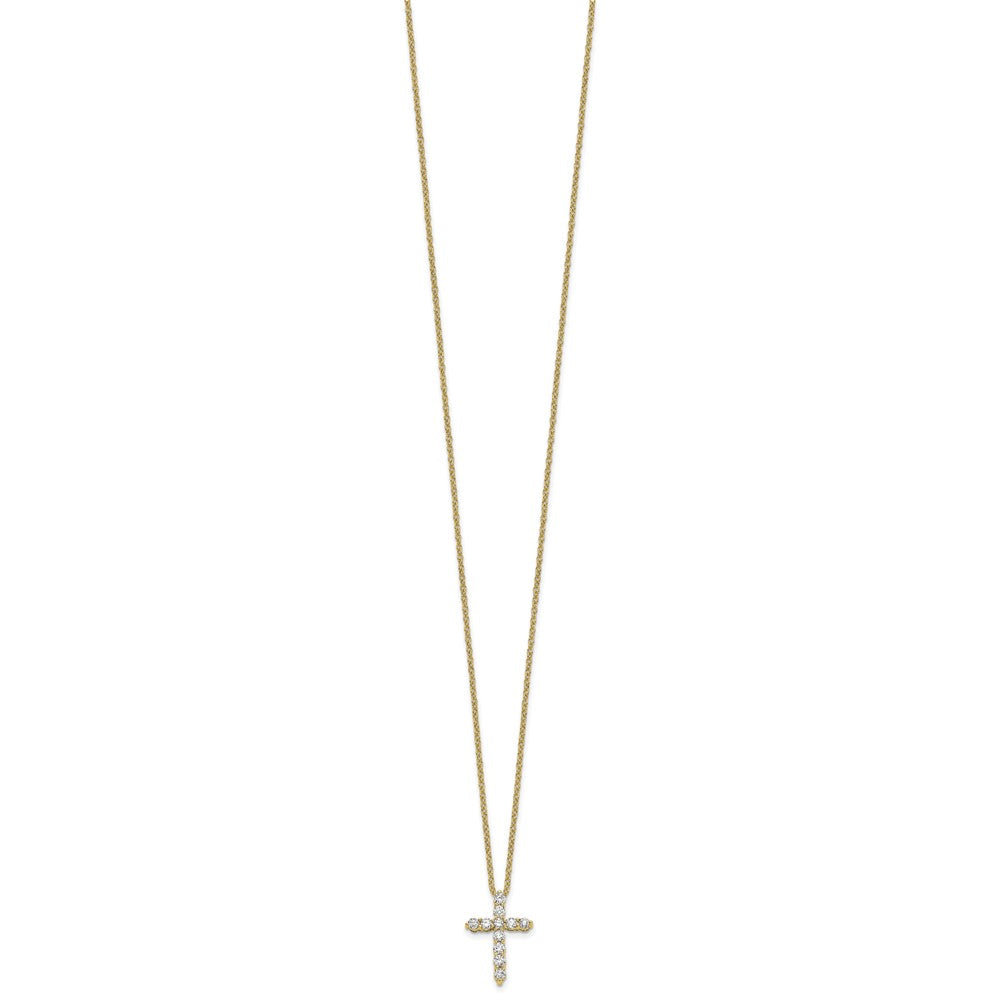 True Origin 14K Yellow Gold 1/3 carat Lab Grown Diamond VS+ F+ Complete 18 in Cross Necklace