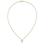 14k Polished 1/3 carat Diamond Cross Pendant 18 inch Necklace