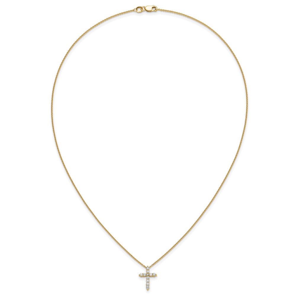 14k Polished 1/3 carat Diamond Cross Pendant 18 inch Necklace