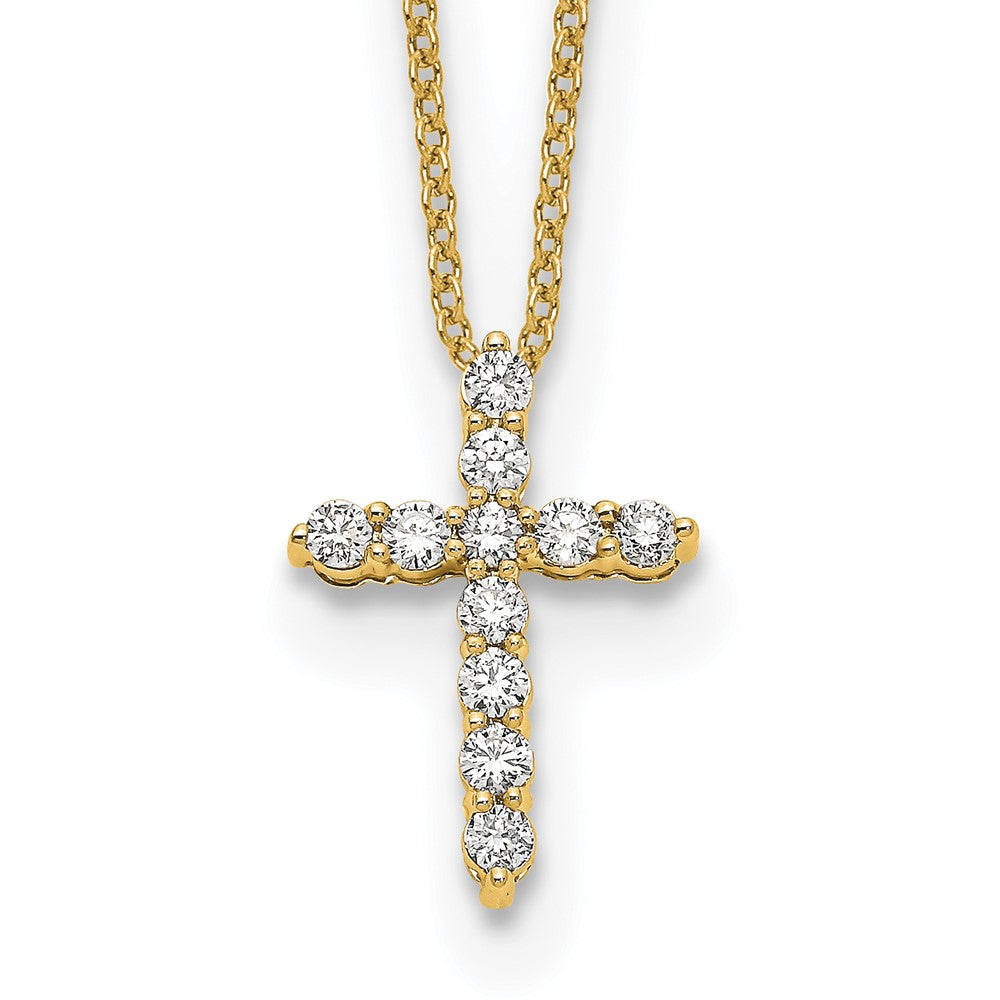 True Origin 14K Yellow Gold 1/3 carat Lab Grown Diamond VS+ F+ Complete 18 in Cross Necklace