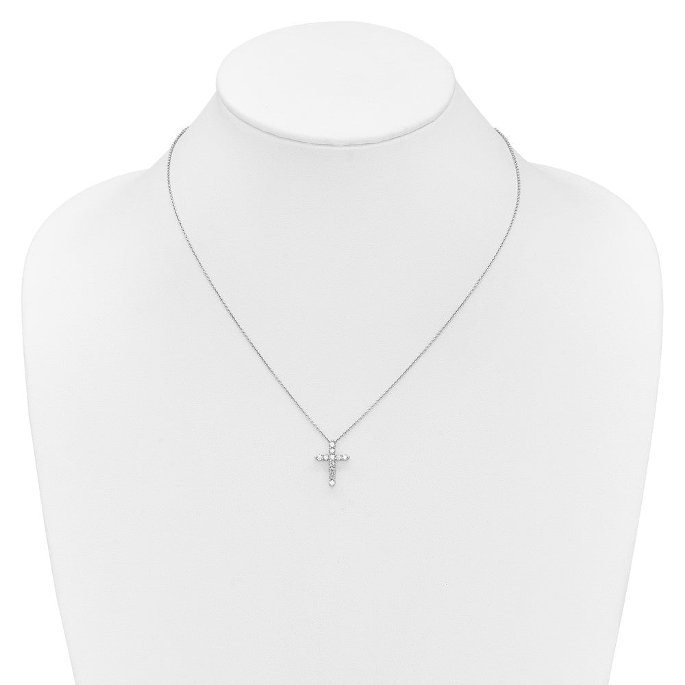 14k White Gold 1/2 carat Diamond Cross Pendant 18 inch Necklace