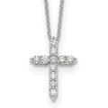 14k White Gold 1/2 carat Diamond Cross Pendant 18 inch Necklace