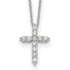 14k White Gold 1/2 carat Diamond Cross Pendant 18 inch Necklace