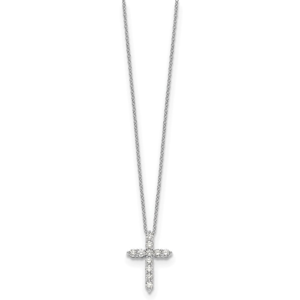 True Origin 14K White Gold 1/2 carat Lab Grown Diamond VS+ F+ Complete 18 in Cross Necklace