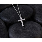 True Origin 14K White Gold 1/2 carat Lab Grown Diamond VS+ F+ Complete 18 in Cross Necklace