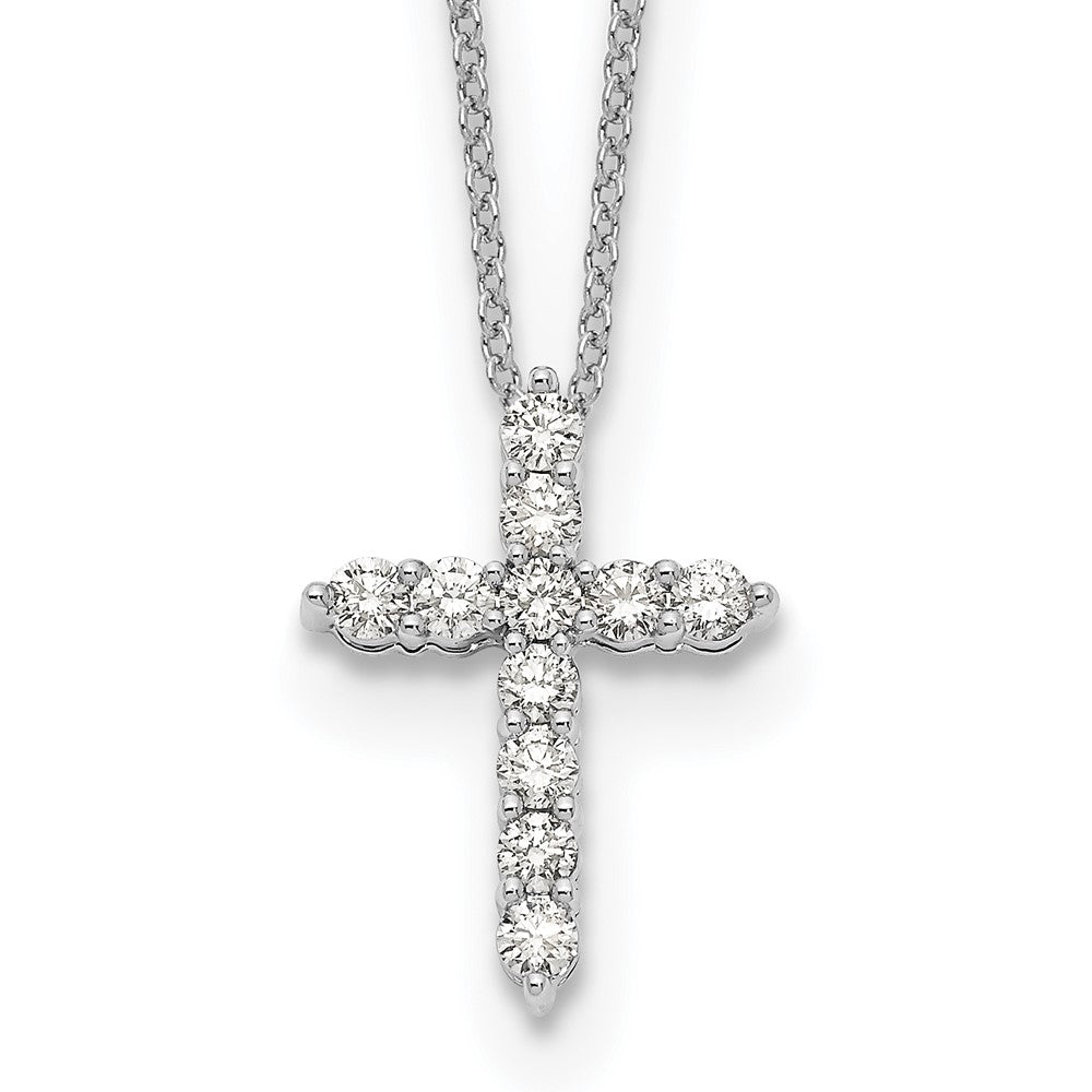 True Origin 14K White Gold 1/2 carat Lab Grown Diamond VS+ F+ Complete 18 in Cross Necklace