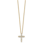14k Polished 1/2 carat Diamond Cross Pendant 18 inch Necklace