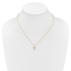 14k Polished 1/2 carat Diamond Cross Pendant 18 inch Necklace