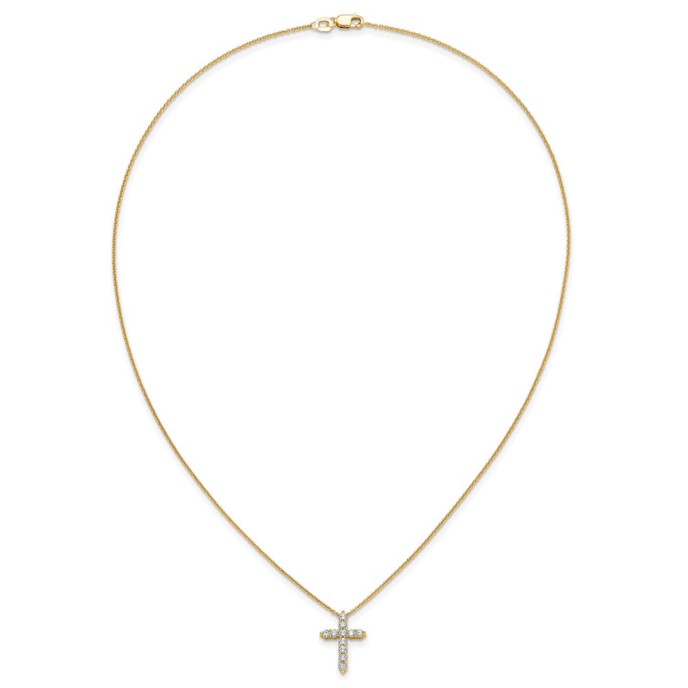 14k Polished 1/2 carat Diamond Cross Pendant 18 inch Necklace