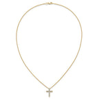 14k Polished 1/2 carat Diamond Cross Pendant 18 inch Necklace