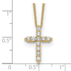 14k Polished 1/2 carat Diamond Cross Pendant 18 inch Necklace