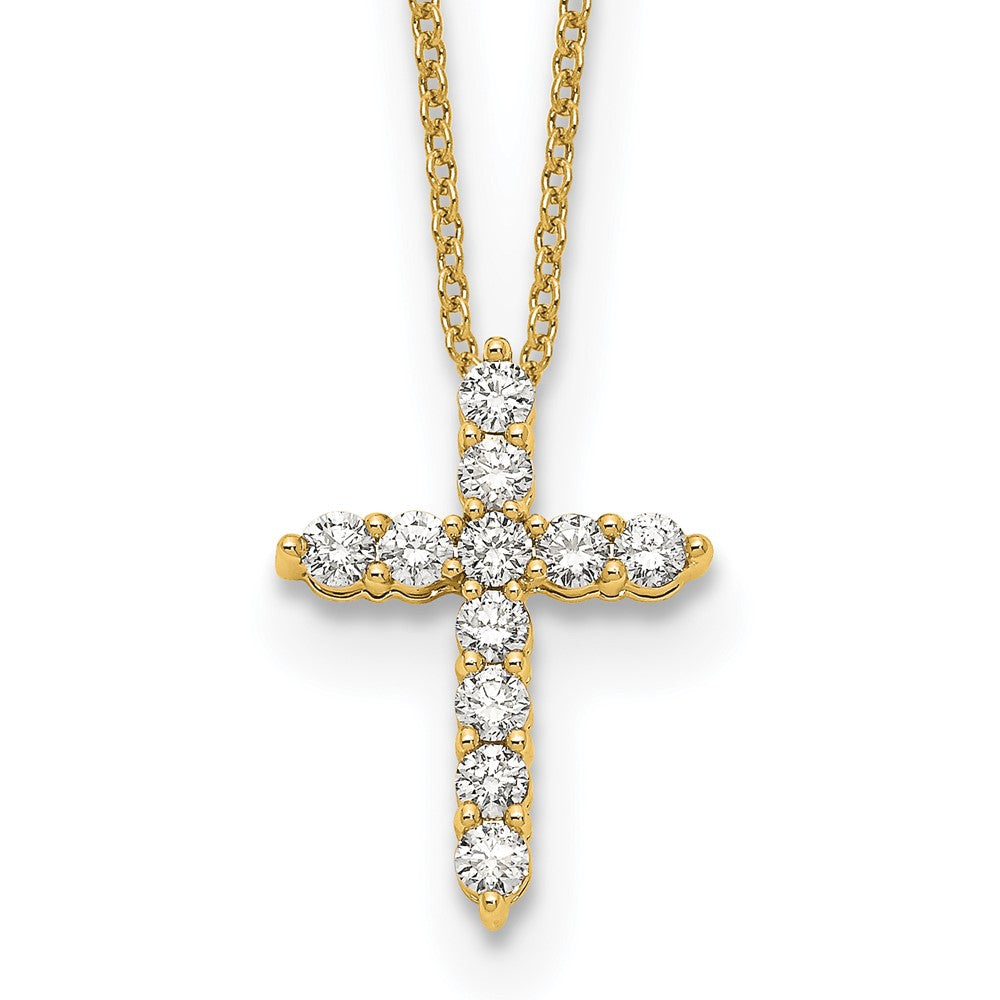 True Origin 14K Yellow Gold 1/2 carat Lab Grown Diamond VS+ F+ Complete 18 in Cross Necklace