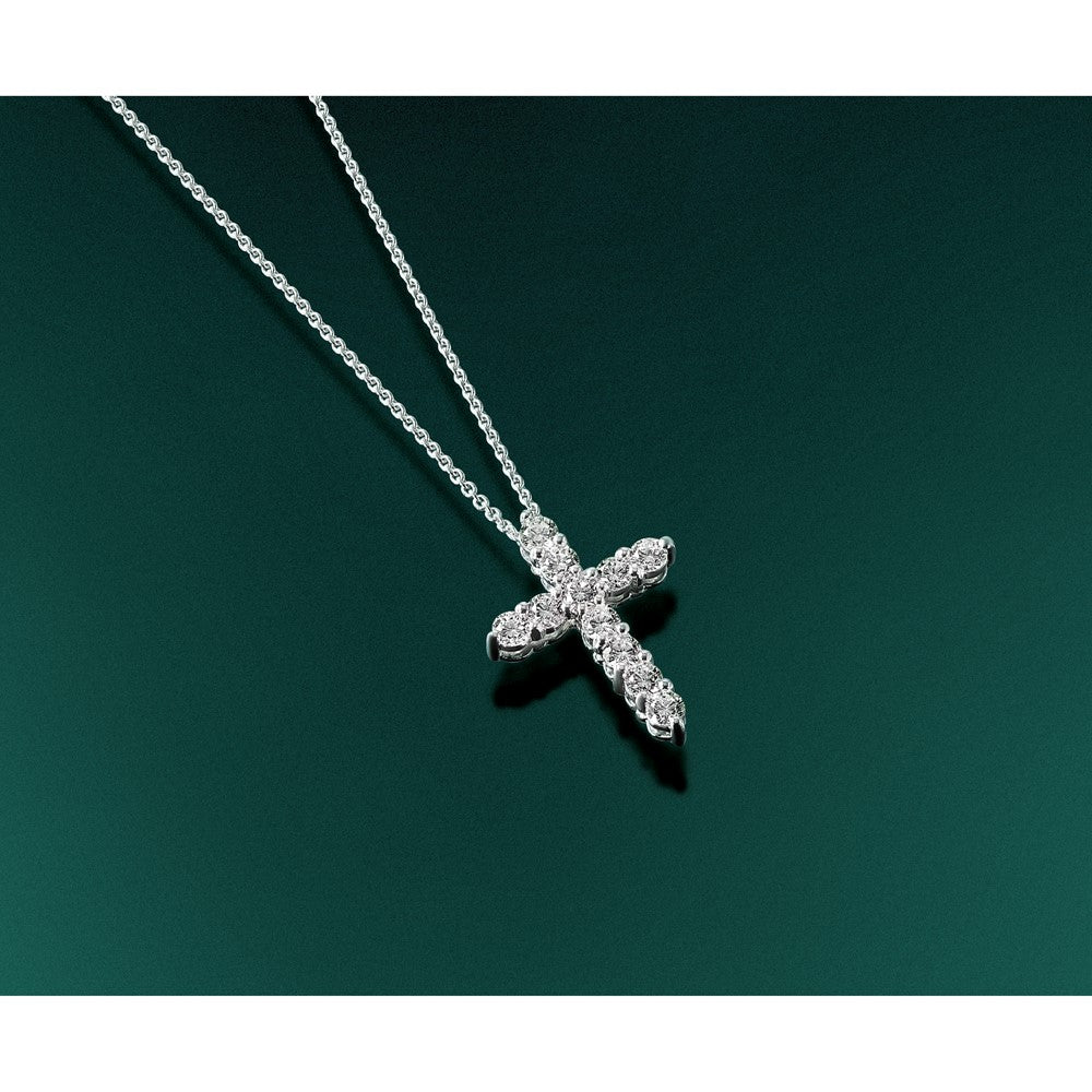 True Origin 14K White Gold 1 carat Lab Grown Diamond VS+ F+ Complete 18 in Cross Necklace