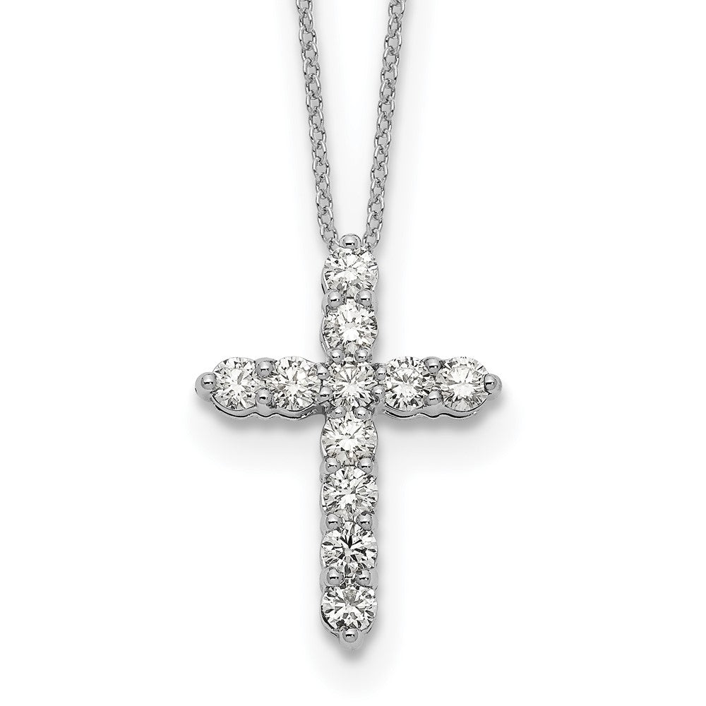 True Origin 14K White Gold 1 carat Lab Grown Diamond VS+ F+ Complete 18 in Cross Necklace