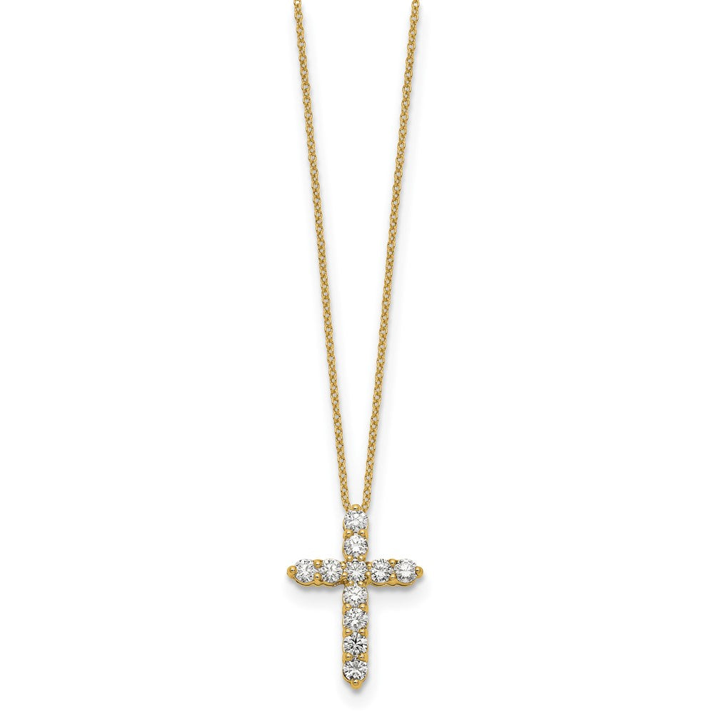 14k Polished 1 carat Diamond Cross Pendant 18 inch Necklace