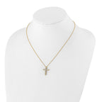 14k Polished 1 carat Diamond Cross Pendant 18 inch Necklace