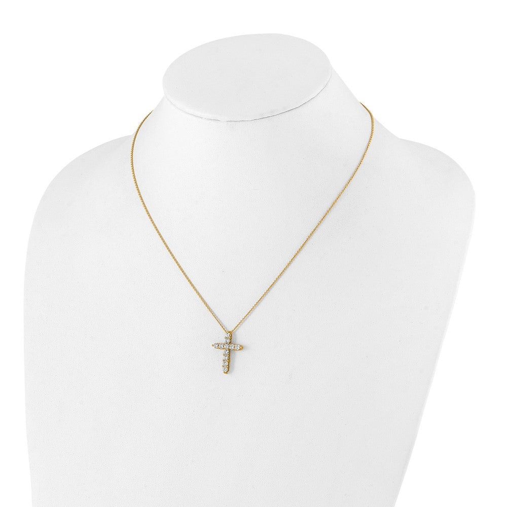 14k Polished 1 carat Diamond Cross Pendant 18 inch Necklace