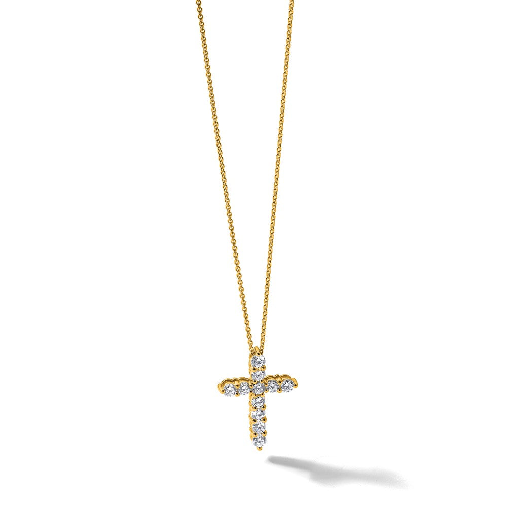 True Origin 14K Yellow Gold 1 carat Lab Grown Diamond VS+ F+ Complete 18 in Cross Necklace