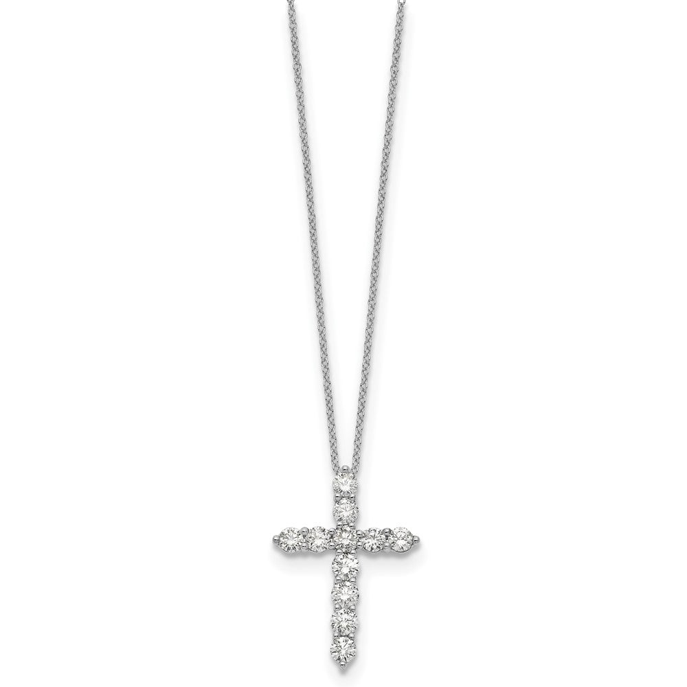 True Origin 14K White Gold 1 1/2 carat Lab Grown Diamond VS+ F+ Complete 18 in Cross Necklace