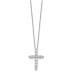 14k White Gold 1.5 carat Diamond Cross Pendant 18 inch Necklace