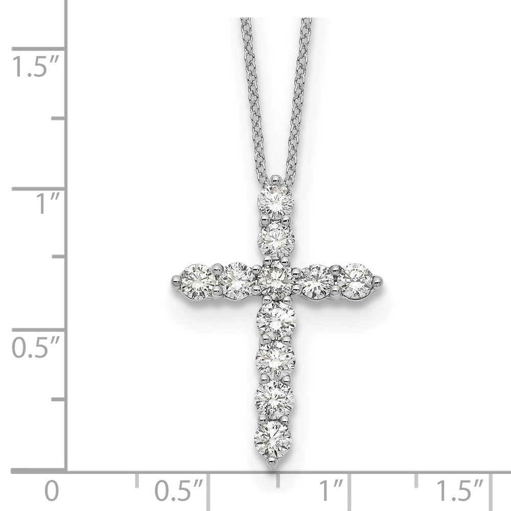 True Origin 14K White Gold 1 1/2 carat Lab Grown Diamond VS+ F+ Complete 18 in Cross Necklace
