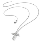 14k White Gold 1.5 carat Diamond Cross Pendant 18 inch Necklace