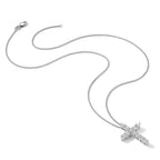 14k White Gold 1.5 carat Diamond Cross Pendant 18 inch Necklace