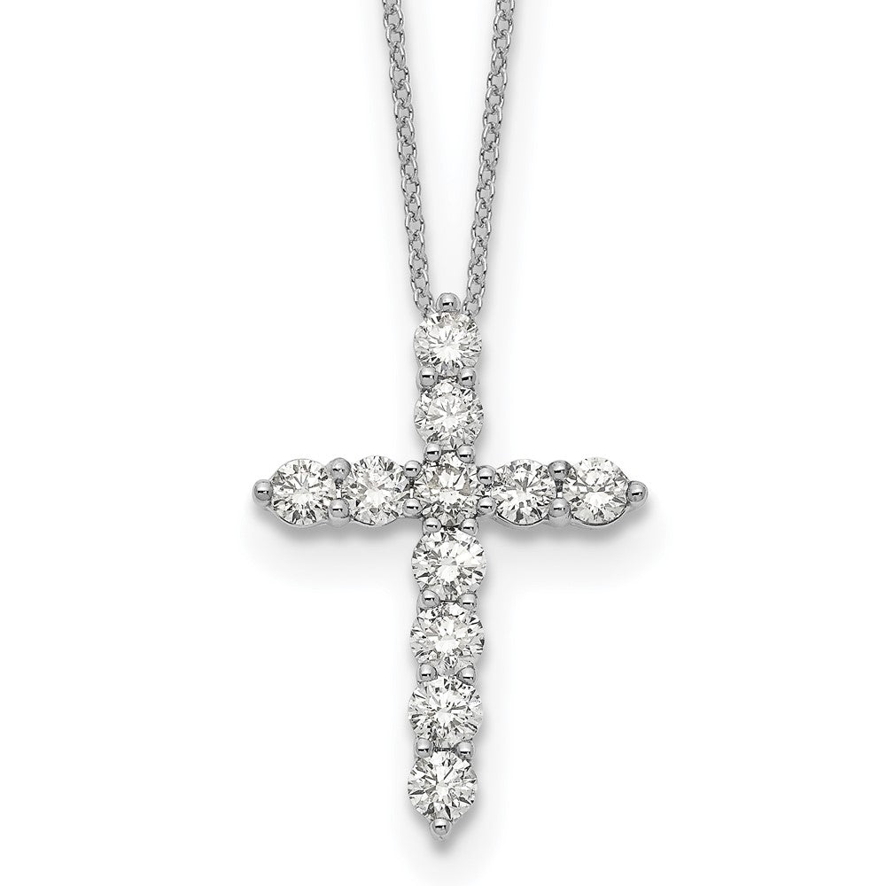 True Origin 14K White Gold 1 1/2 carat Lab Grown Diamond VS+ F+ Complete 18 in Cross Necklace