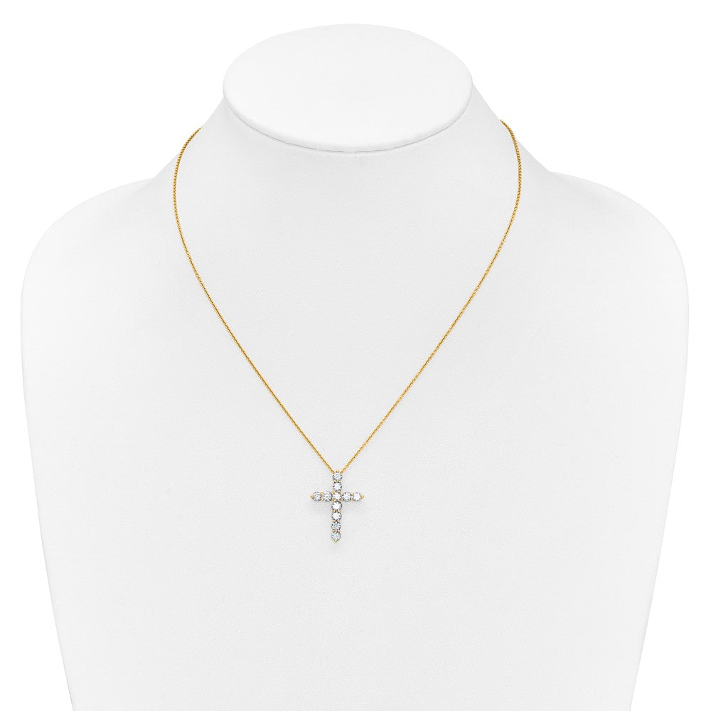 14k Polished 1.5 carat Diamond Cross Pendant 18 inch Necklace