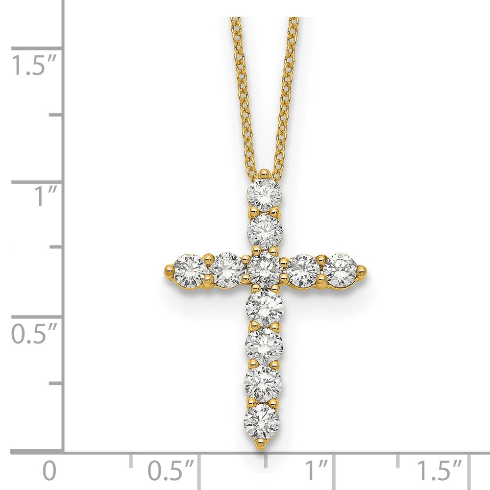 True Origin 14K Yellow Gold 1 1/2 carat Lab Grown Diamond VS+ F+ Complete 18 in Cross Necklace
