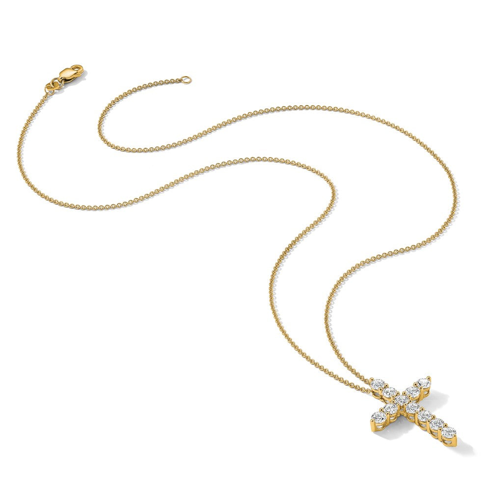 True Origin 14K Yellow Gold 1 1/2 carat Lab Grown Diamond VS+ F+ Complete 18 in Cross Necklace