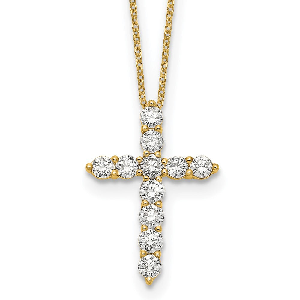 True Origin 14K Yellow Gold 1 1/2 carat Lab Grown Diamond VS+ F+ Complete 18 in Cross Necklace