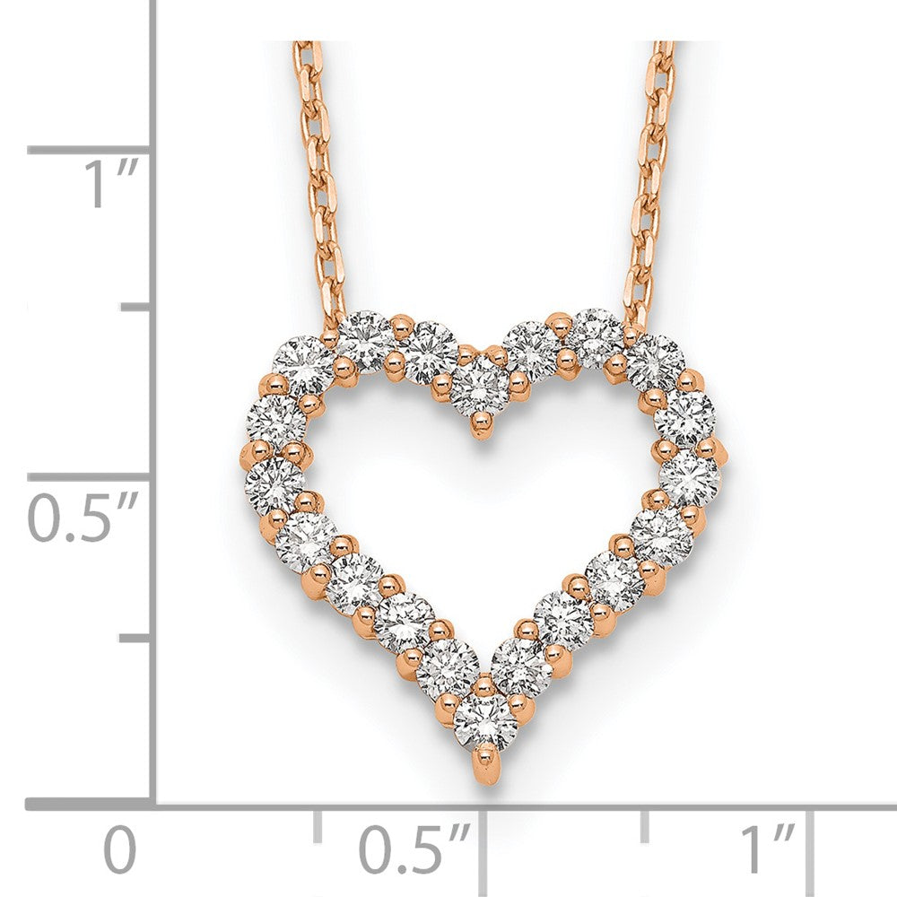 True Origin 14K Rose Gold 1 carat Lab Grown Diamond VS+ F+ Complete 18 in Hearts Pendant Necklace