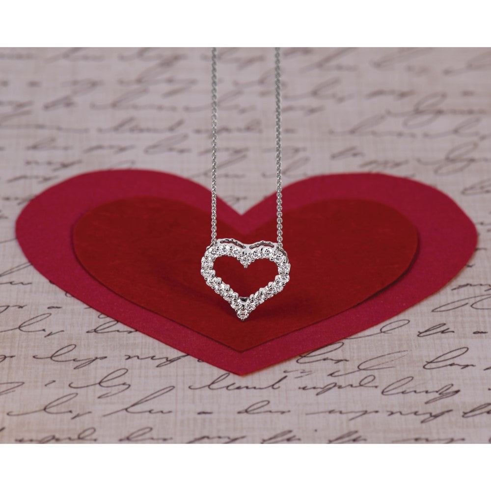 True Origin 14K White Gold 1 carat Lab Grown Diamond VS+ F+ Complete 18 in Hearts Pendant Necklace