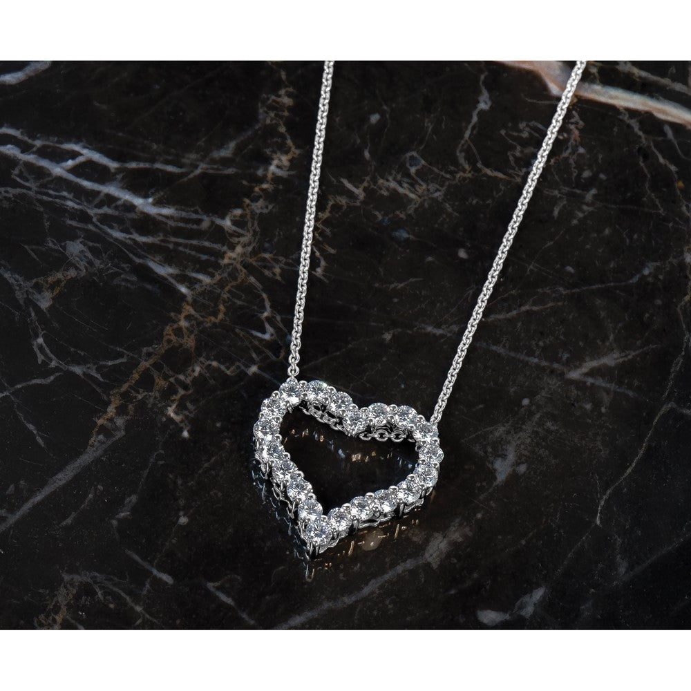 True Origin 14K White Gold 1 carat Lab Grown Diamond VS+ F+ Complete 18 in Hearts Pendant Necklace