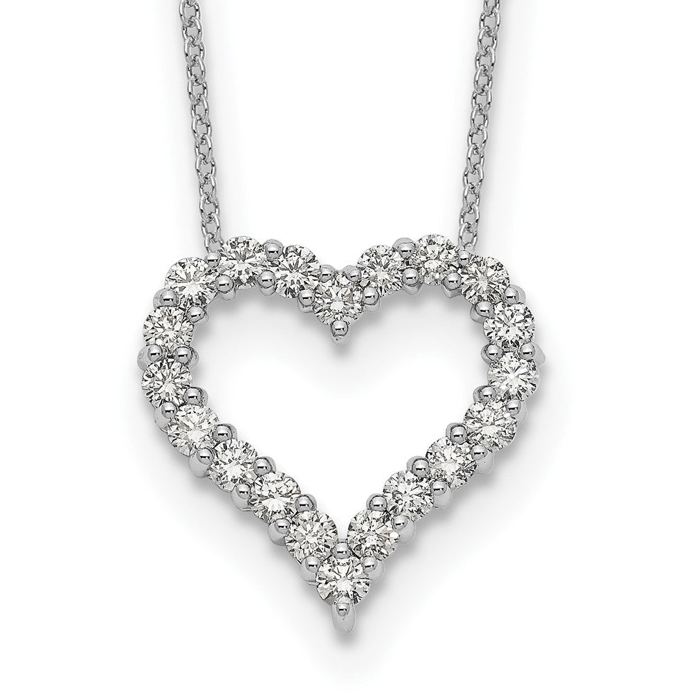 True Origin 14K White Gold 1 carat Lab Grown Diamond VS+ F+ Complete 18 in Hearts Pendant Necklace