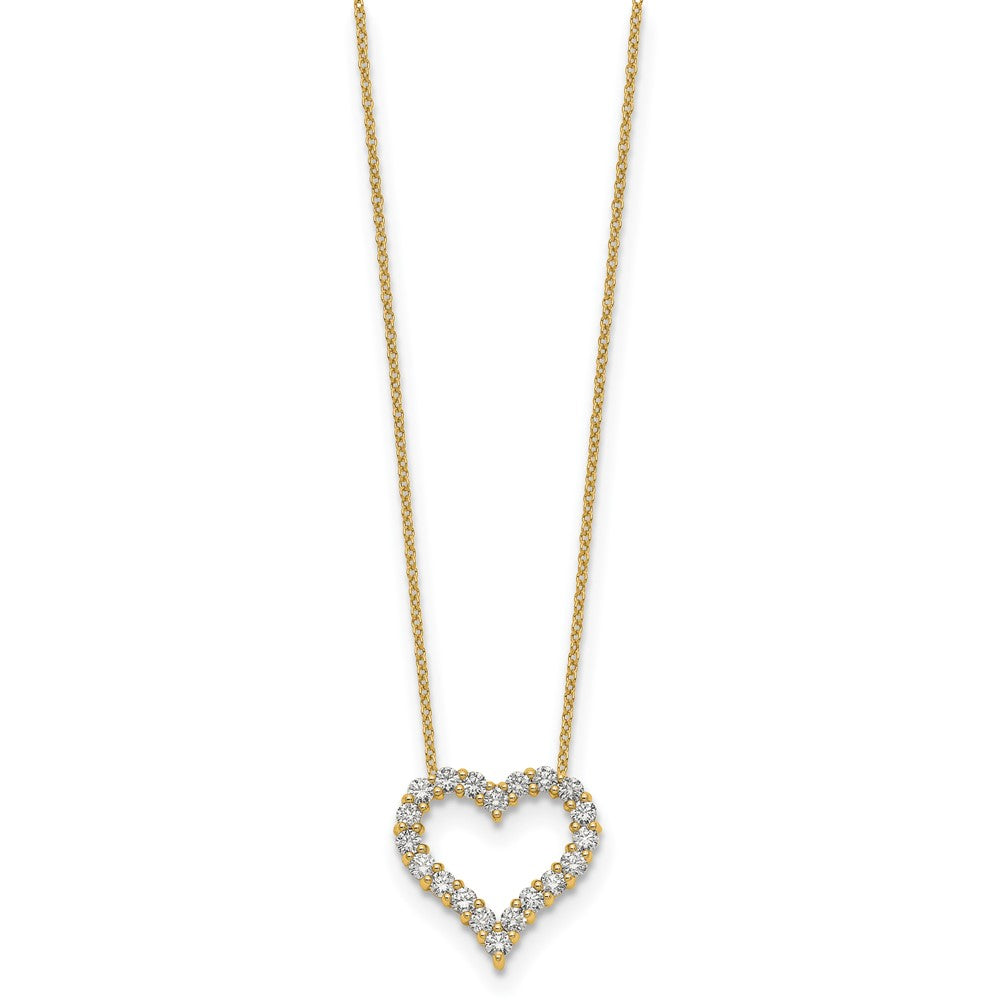 14k Polished 1 carat Diamond Heart 18 inch Necklace