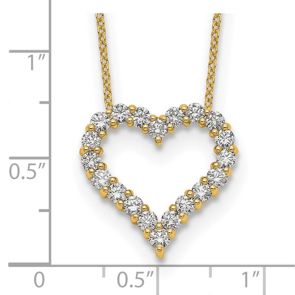 True Origin 14K Yellow Gold 1 carat Lab Grown Diamond VS+ F+ Complete 18 in Hearts Pendant Necklace
