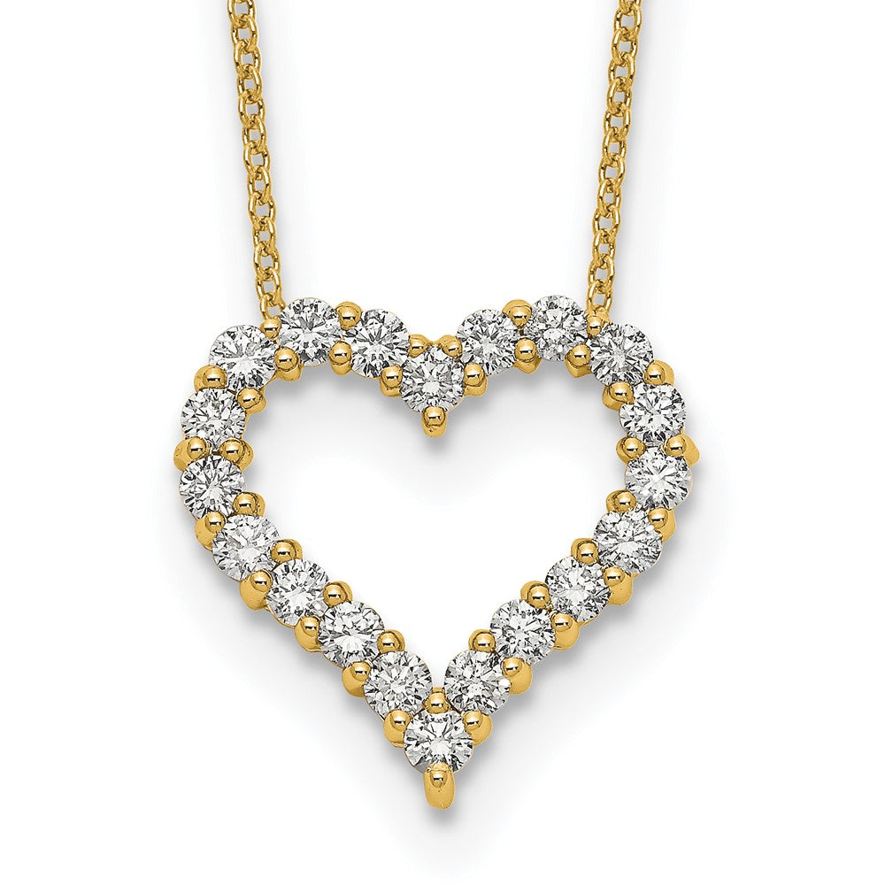 True Origin 14K Yellow Gold 1 carat Lab Grown Diamond VS+ F+ Complete 18 in Hearts Pendant Necklace