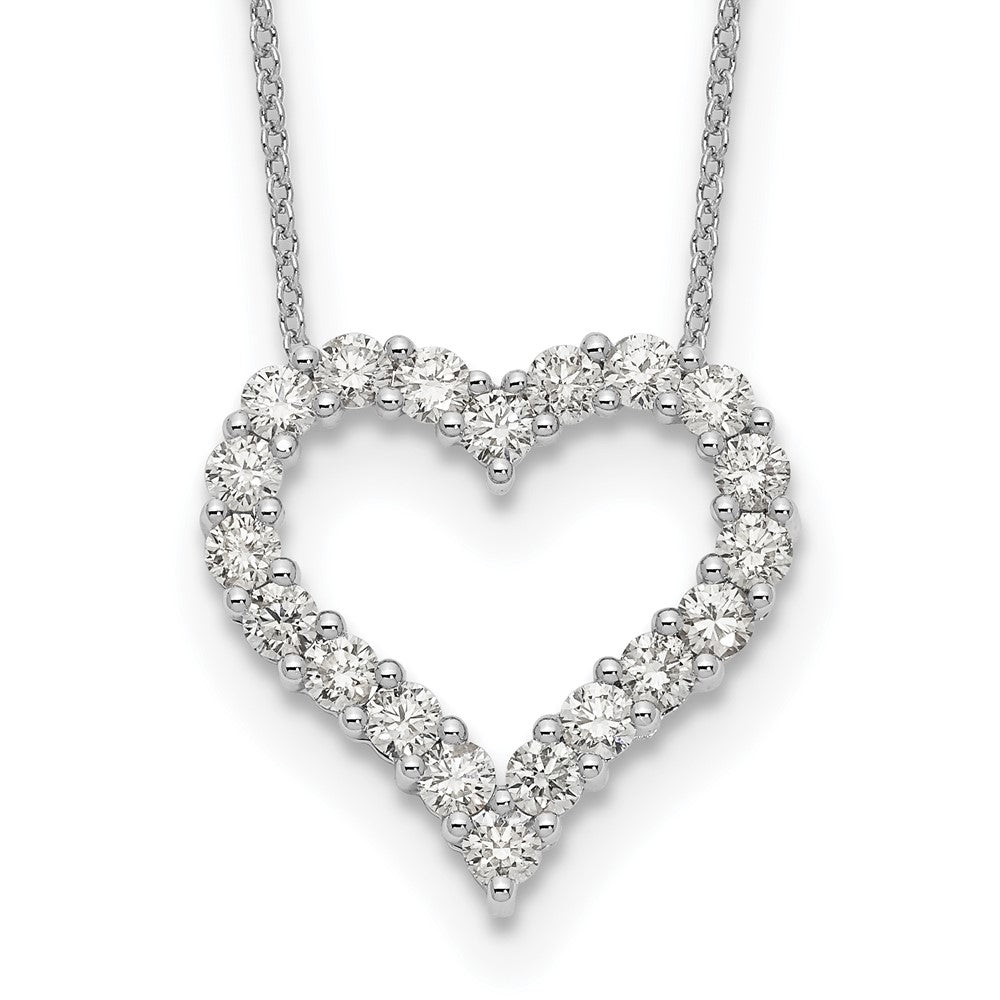 True Origin 14K White Gold 1 1/2 carat Lab Grown Diamond VS+ F+ Complete 18in Open Heart Necklace