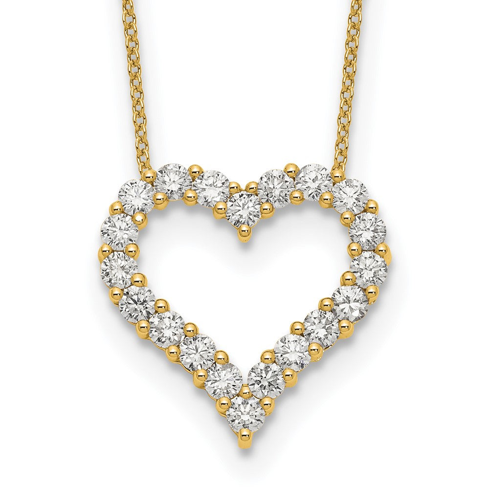 True Origin 14K Yellow Gold 1 1/2 carat Lab Grown Diamond VS+ F+ Complete 18in Open Heart Necklace