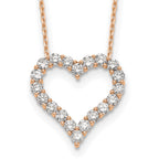 True Origin 14K Rose Gold 2 carat Lab Grown Diamond VS+ F+ Complete 18in Open Heart Necklace