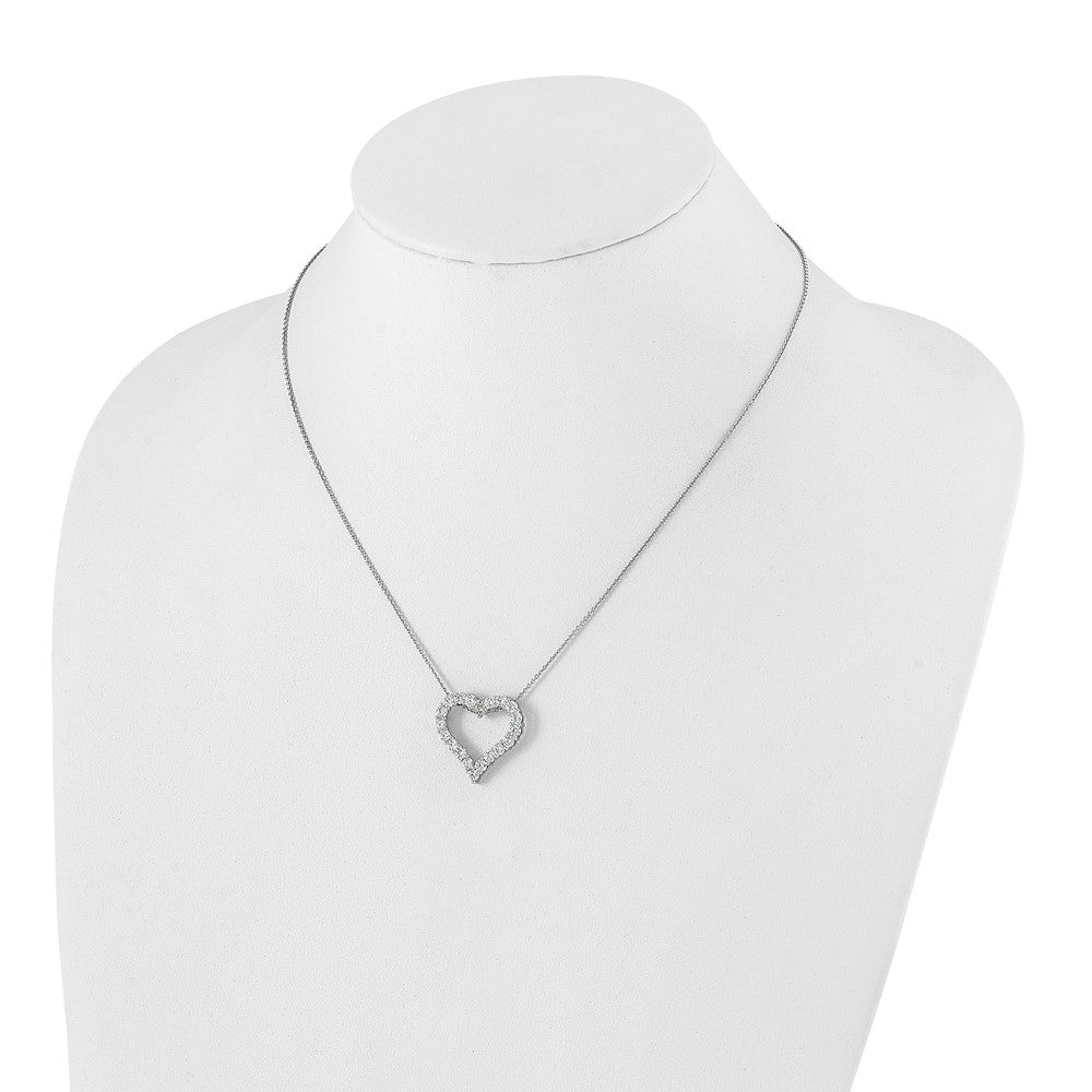 14k White Gold 2 carat Diamond Heart 18 inch Necklace