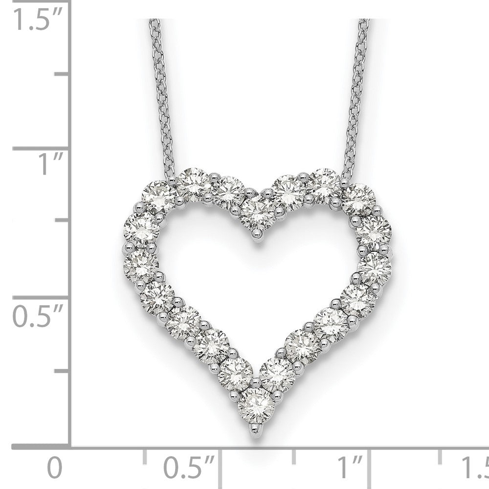 True Origin 14K White Gold 2 carat Lab Grown Diamond VS+ F+ Complete 18in Open Heart Necklace