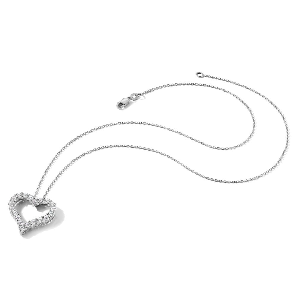 True Origin 14K White Gold 1 1/2 carat Lab Grown Diamond VS+ F+ Complete 18in Open Heart Necklace