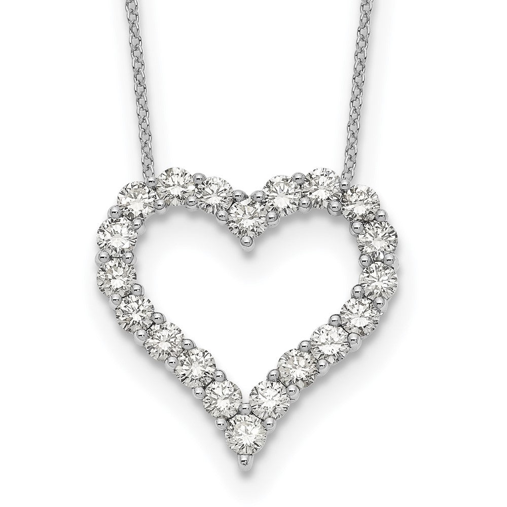 14k White Gold 2 carat Diamond Heart 18 inch Necklace