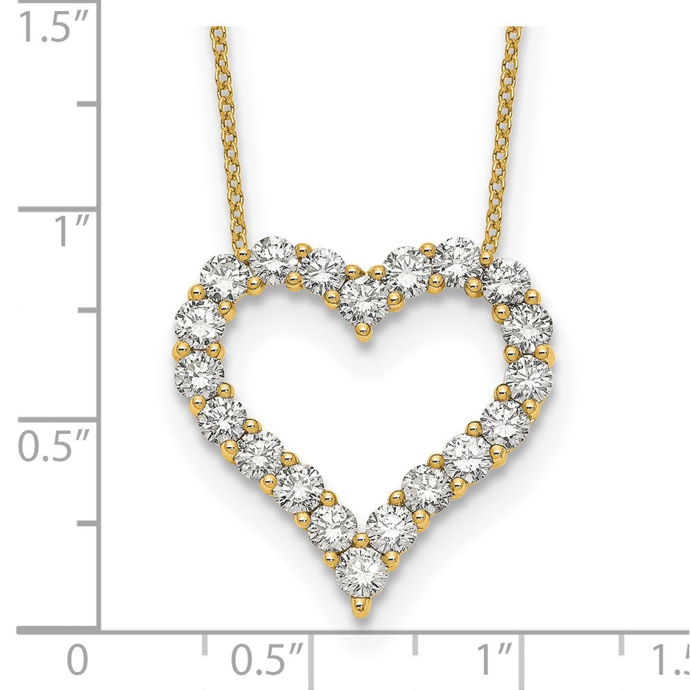 True Origin 14K Yellow Gold 2 carat Lab Grown Diamond VS+ F+ Complete 18in Open Heart Necklace