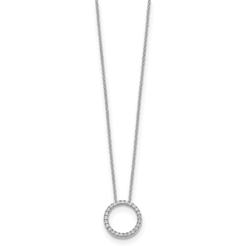 14k White Gold 1/4 carat Diamond Circle 18 inch Necklace