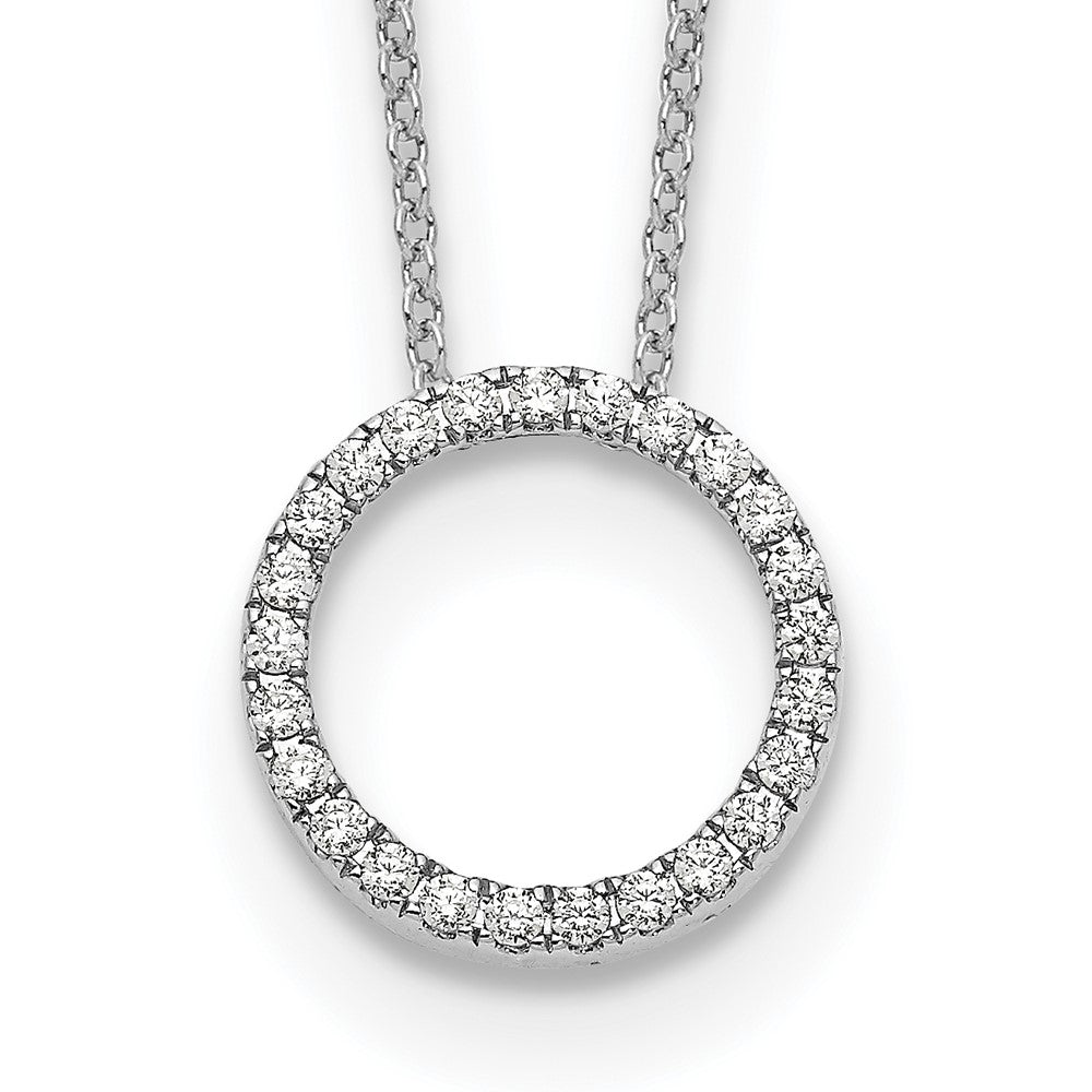 14k White Gold 1/4 carat Diamond Circle 18 inch Necklace